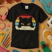 Cat Retro Style Black Kitty Cats Lover Gift Kids T-Shirt thumb 3
