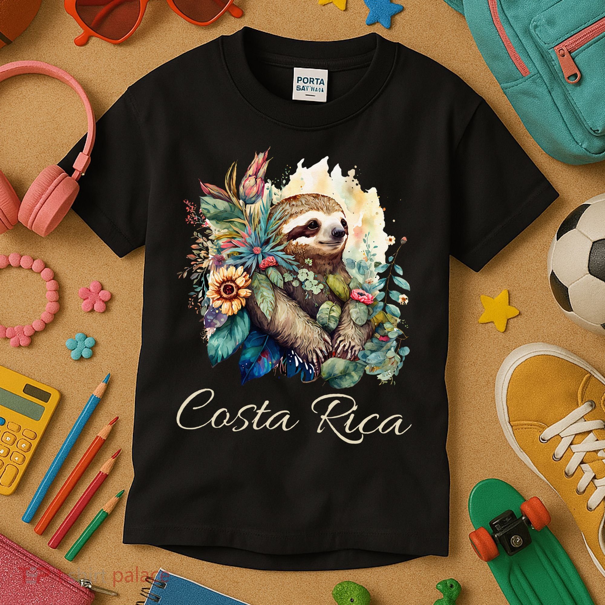 Costa Rica Tropical Sloth Kids T-Shirt