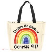 Christian Reclaim The Rainbow Jesus Lover Proverb Tee Tote Bag thumb 0