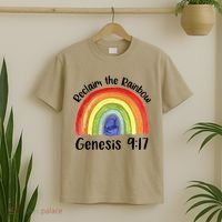Christian Reclaim The Rainbow Jesus Lover Proverb Tee T-Shirt thumb 2