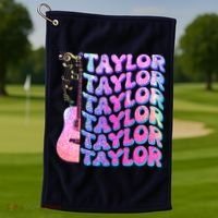 Cute Retro Taylor Music Fan Lover Golf Towel thumb 1