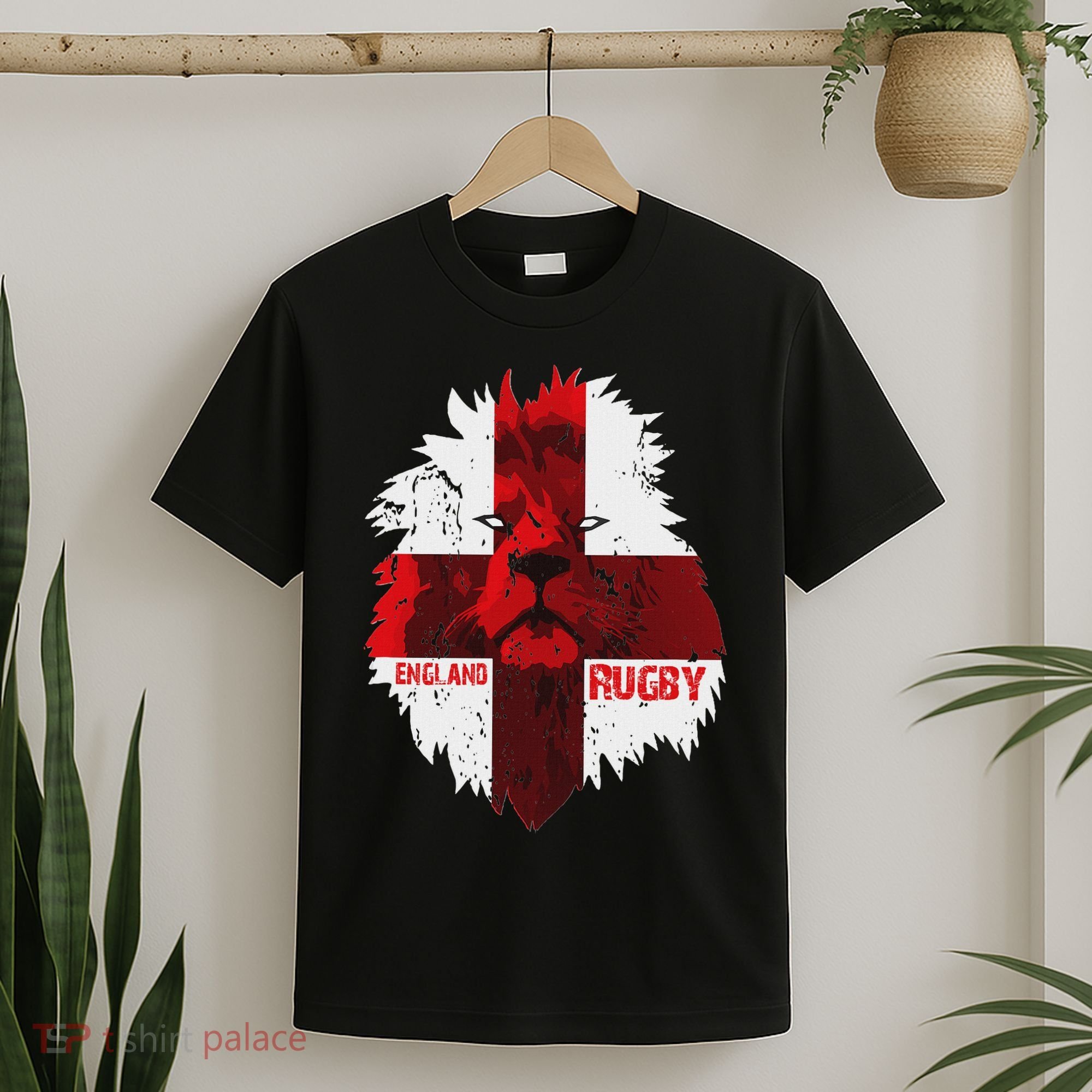 Cool Rugby Team England Lion Flag Rugby For Men, , Unisex Black T-Shirt