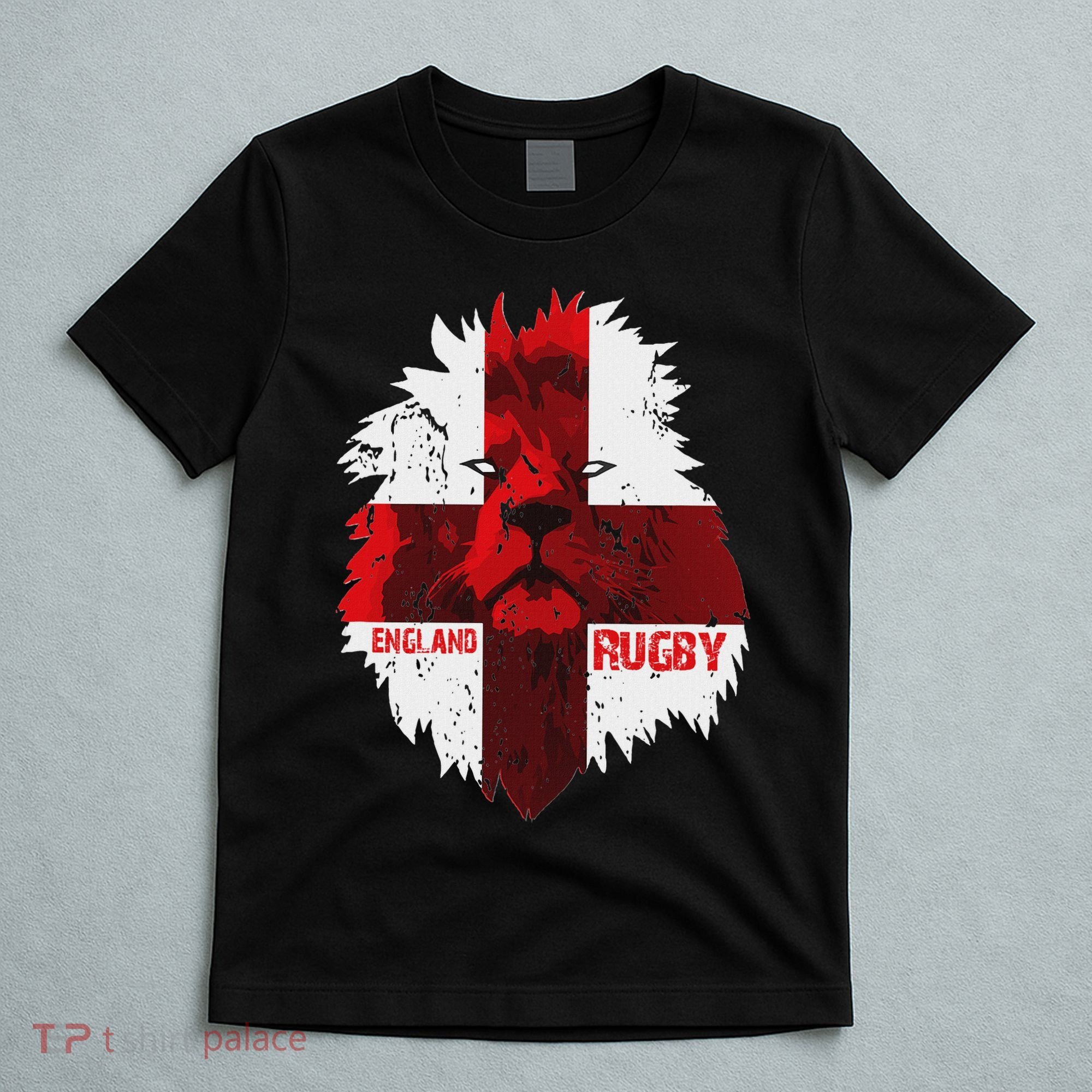 Cool Rugby Team England Lion Flag Rugby For Men, , Unisex Black T-Shirt