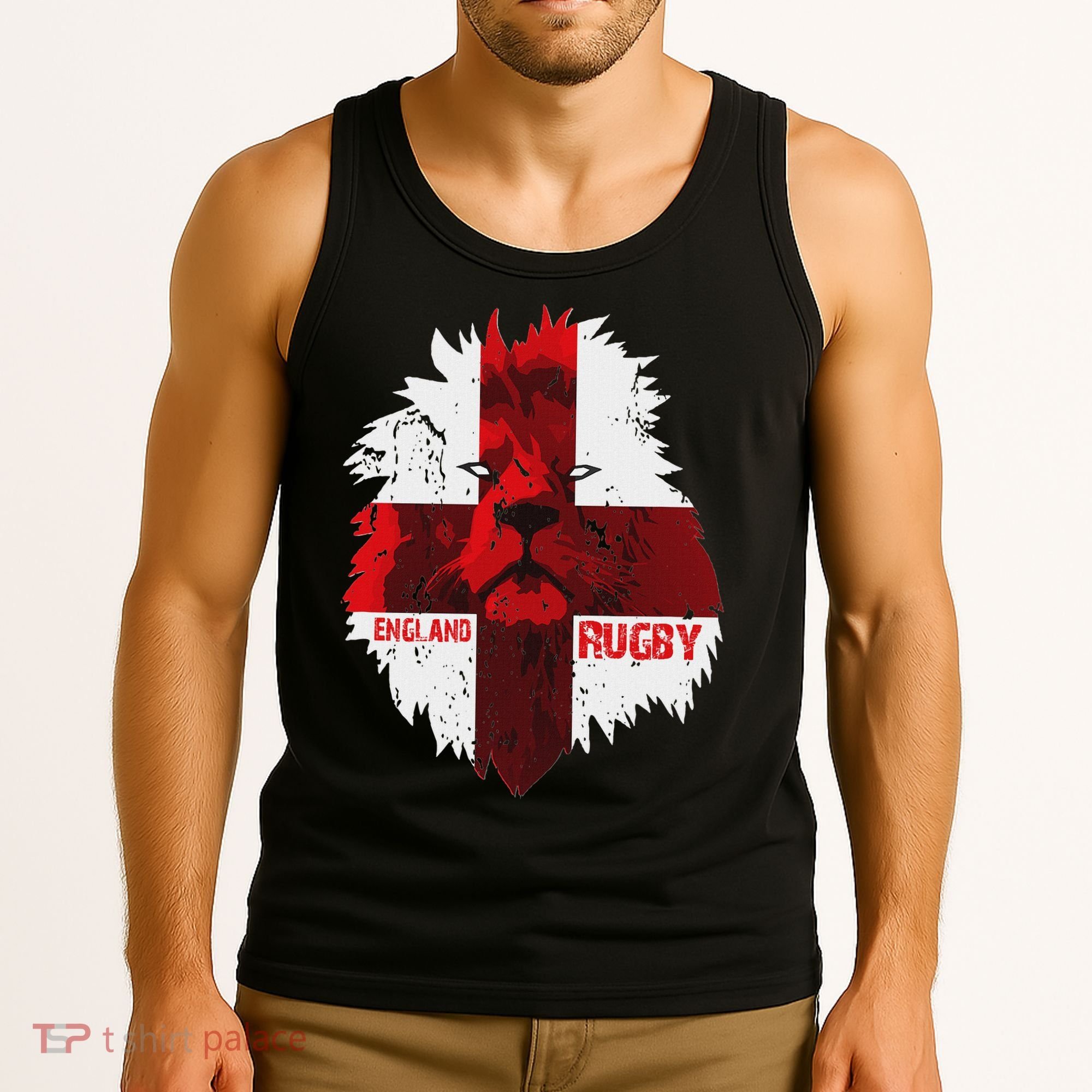 Cool Rugby Team England Lion Flag Rugby For Men, , Unisex Black Tank Top