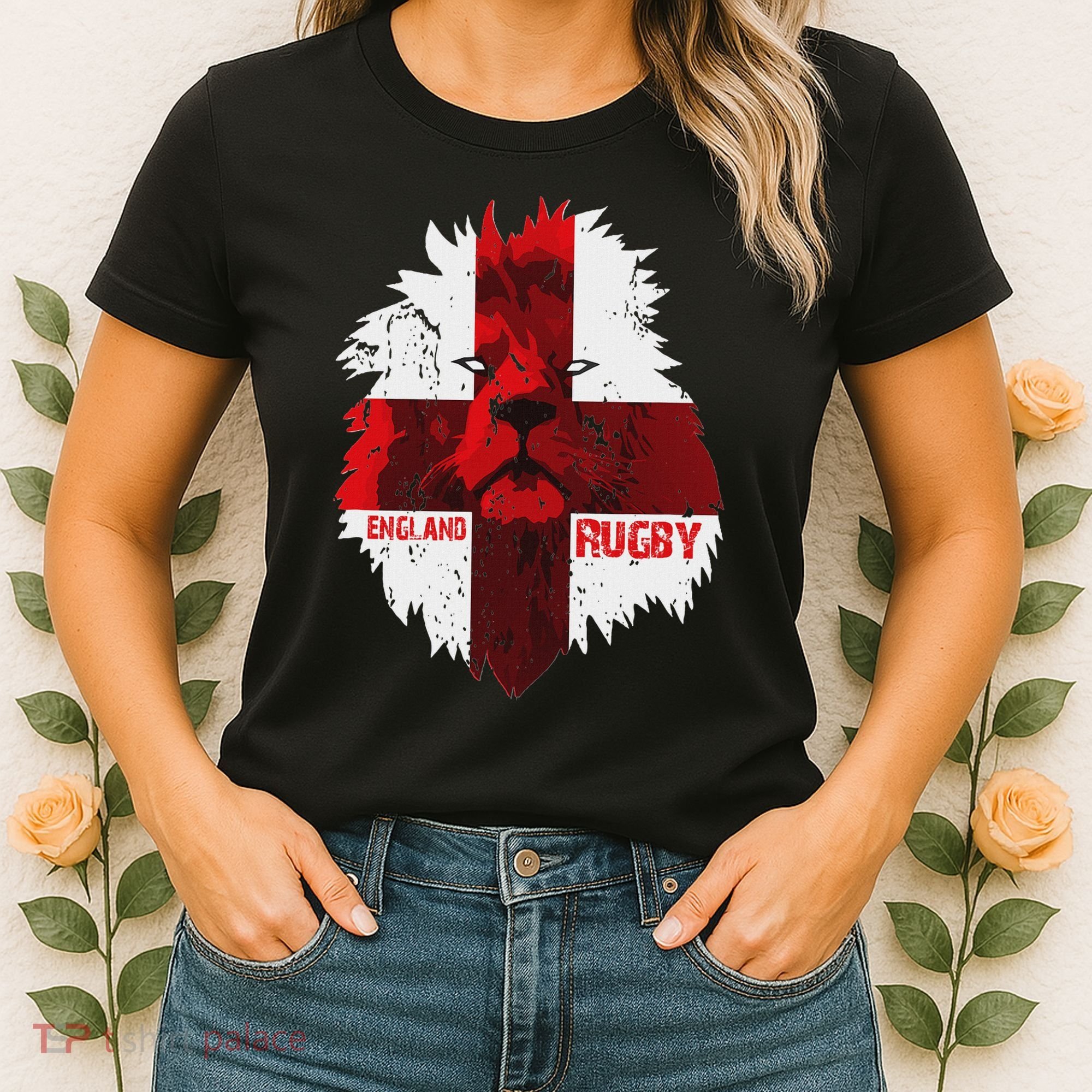 Cool Rugby Team England Lion Flag Rugby For Men, , Unisex Black Women's T-Shirt
