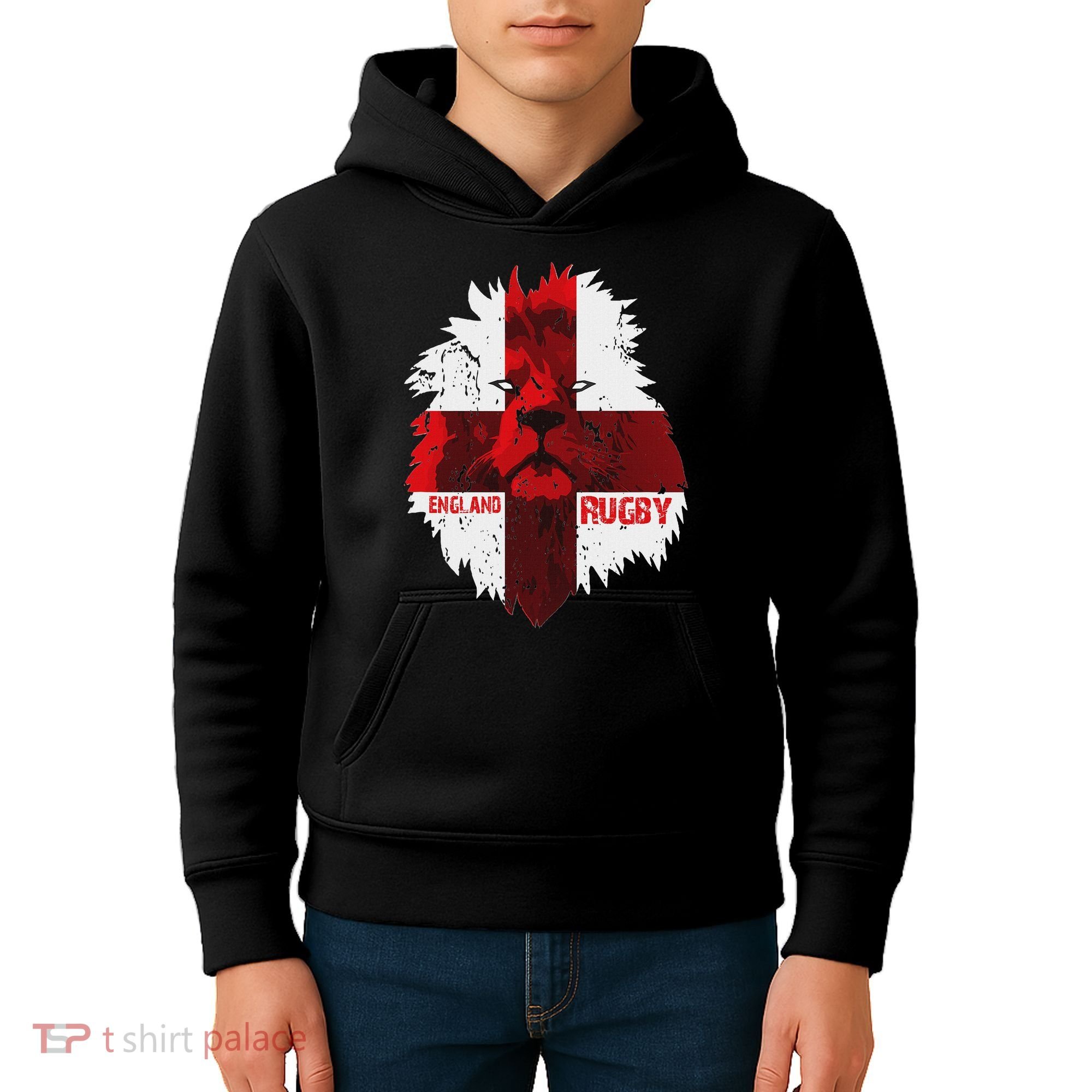 Cool Rugby Team England Lion Flag Rugby For Men, , Unisex Black Kids Hoodie