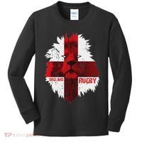 Cool Rugby Team England Lion Flag Rugby For Men, , Unisex Black Kids Long Sleeve Shirt thumb 0