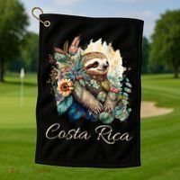 Costa Rica Tropical Sloth Golf Towel thumb 1