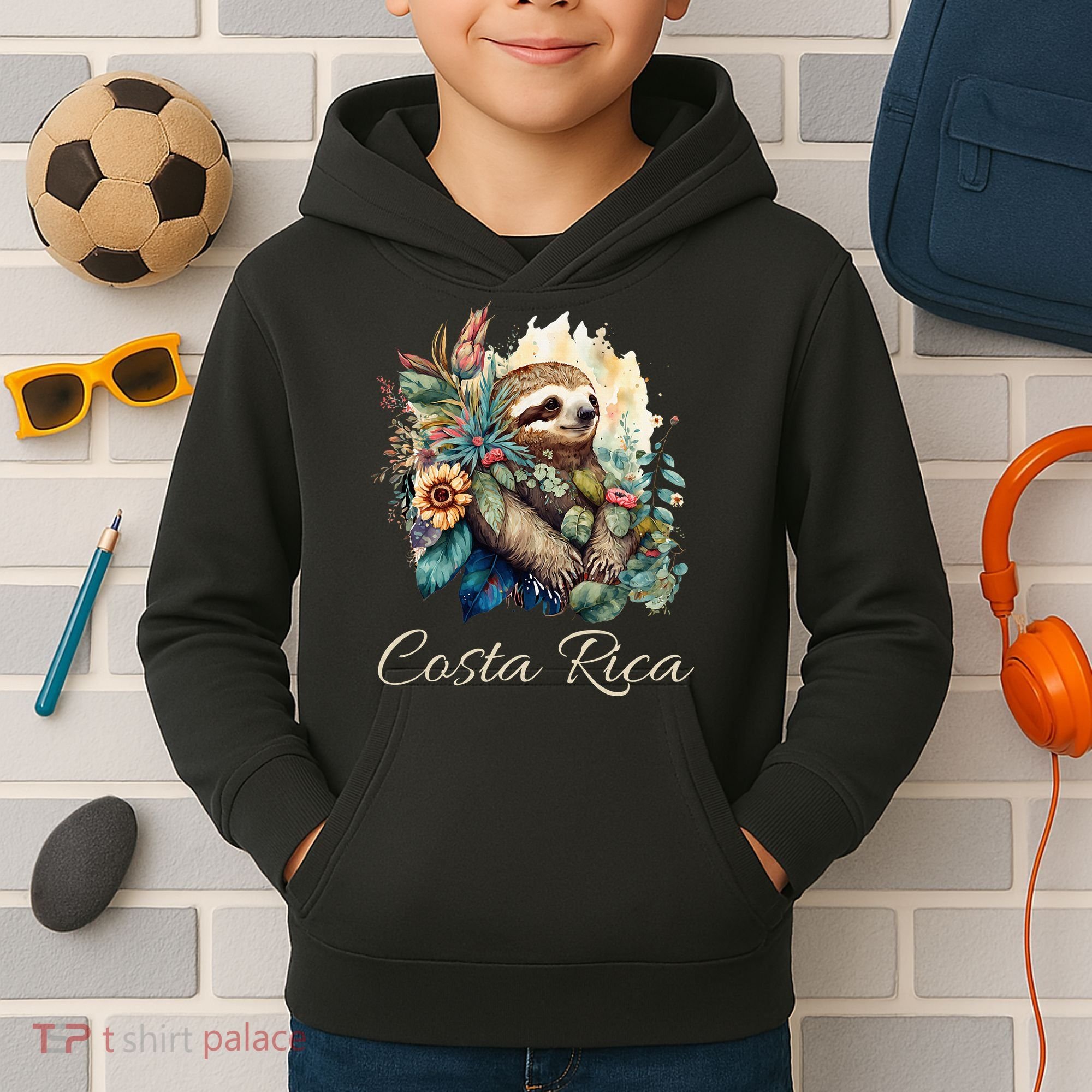 Costa Rica Tropical Sloth Kids Hoodie