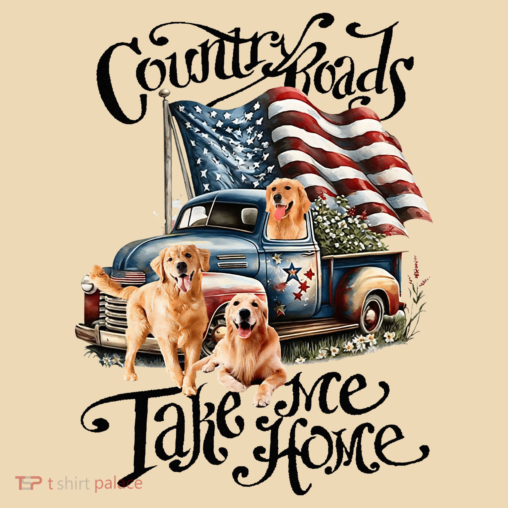 Country Roads Take Golden Retriever Home Tote Bag