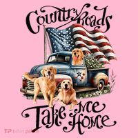 Country Roads Take Golden Retriever Home Coaster thumb 2