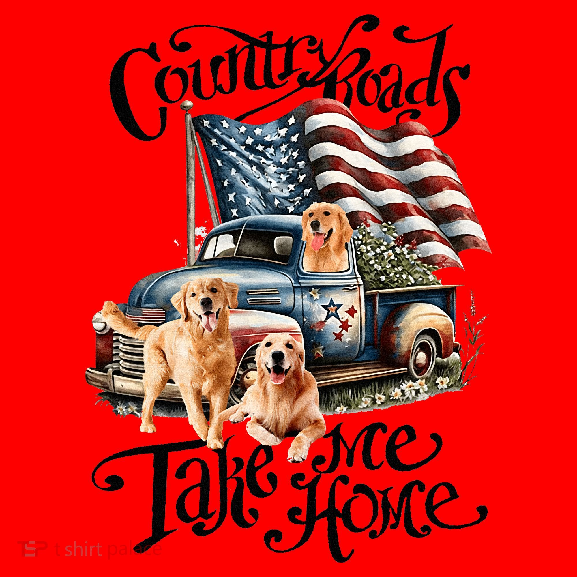 Country Roads Take Golden Retriever Home Santa Hat