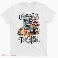 Country Roads Take Golden Retriever Home T-Shirt thumb 0