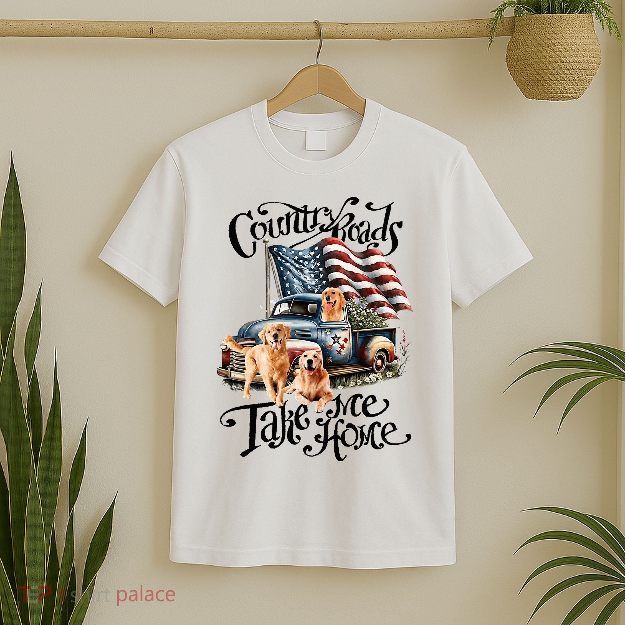 Country Roads Take Golden Retriever Home T-Shirt