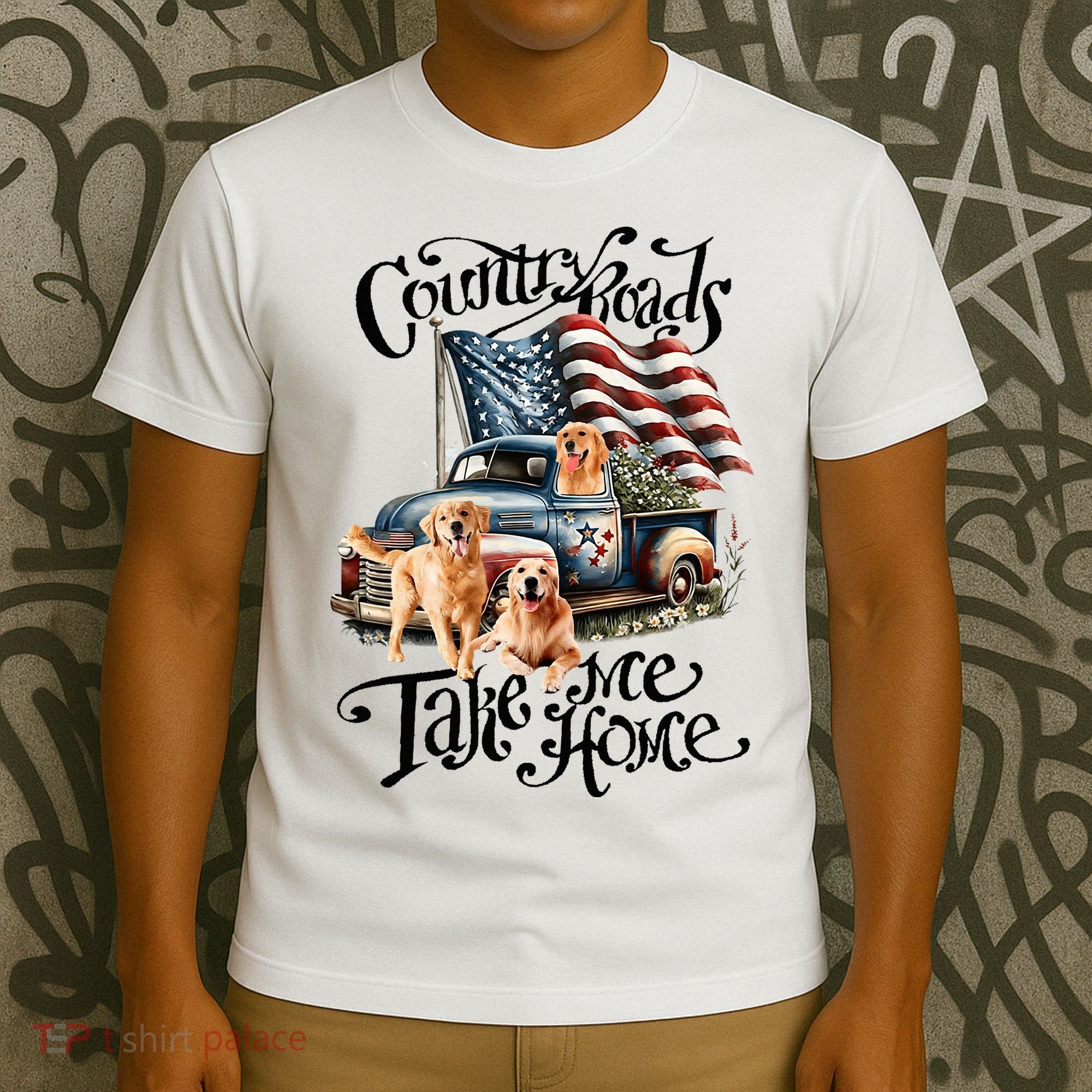 Country Roads Take Golden Retriever Home T-Shirt
