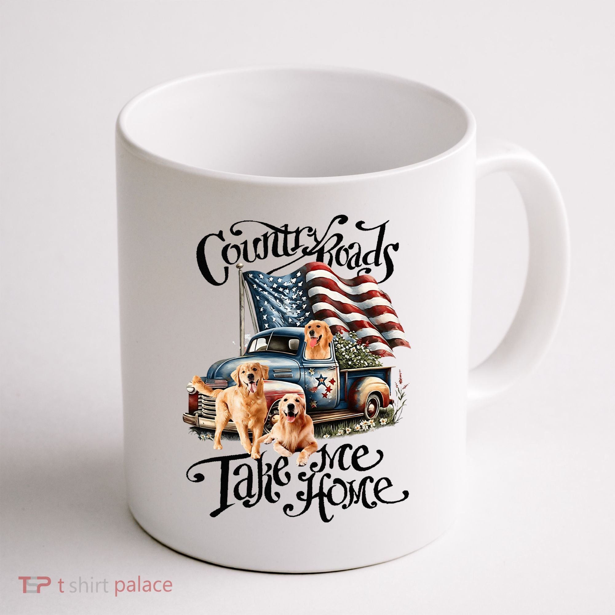 Country Roads Take Golden Retriever Home Coffee Mug