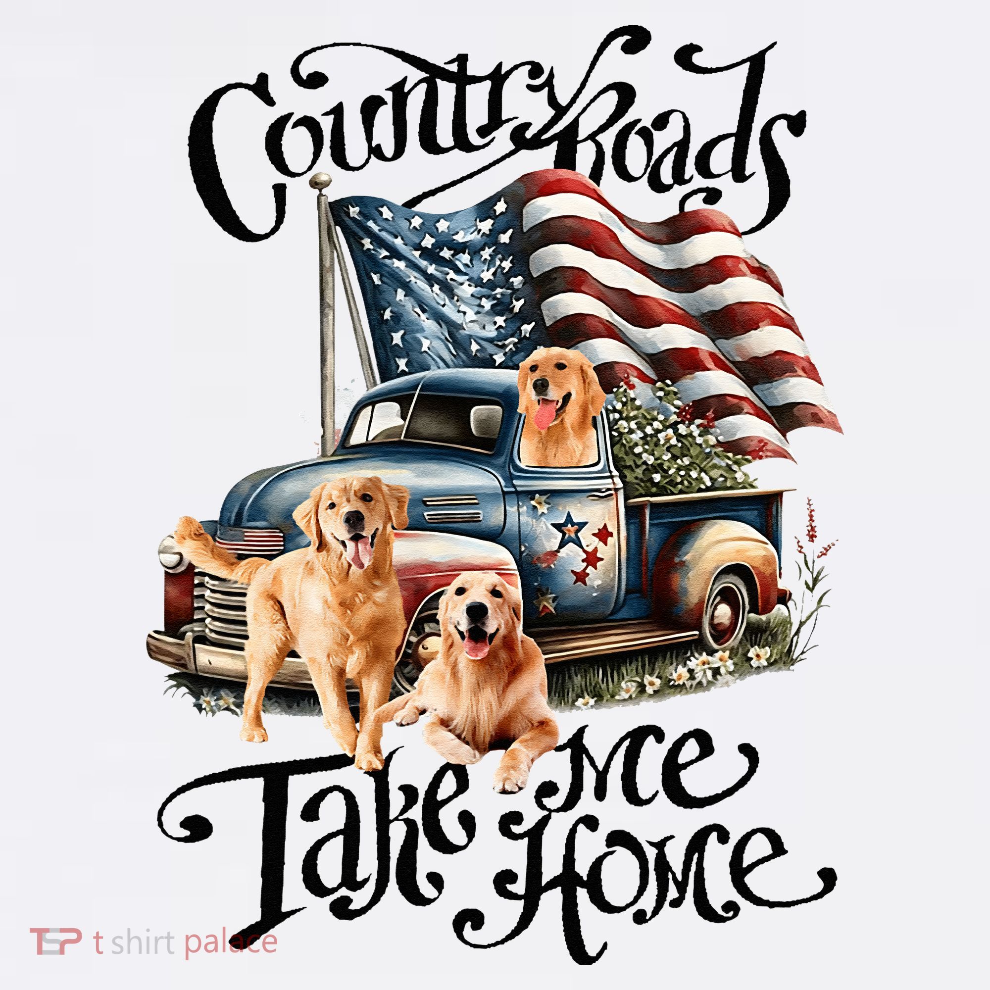 Country Roads Take Golden Retriever Home Women's Tank Top