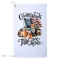 Country Roads Take Golden Retriever Home Golf Towel thumb 0