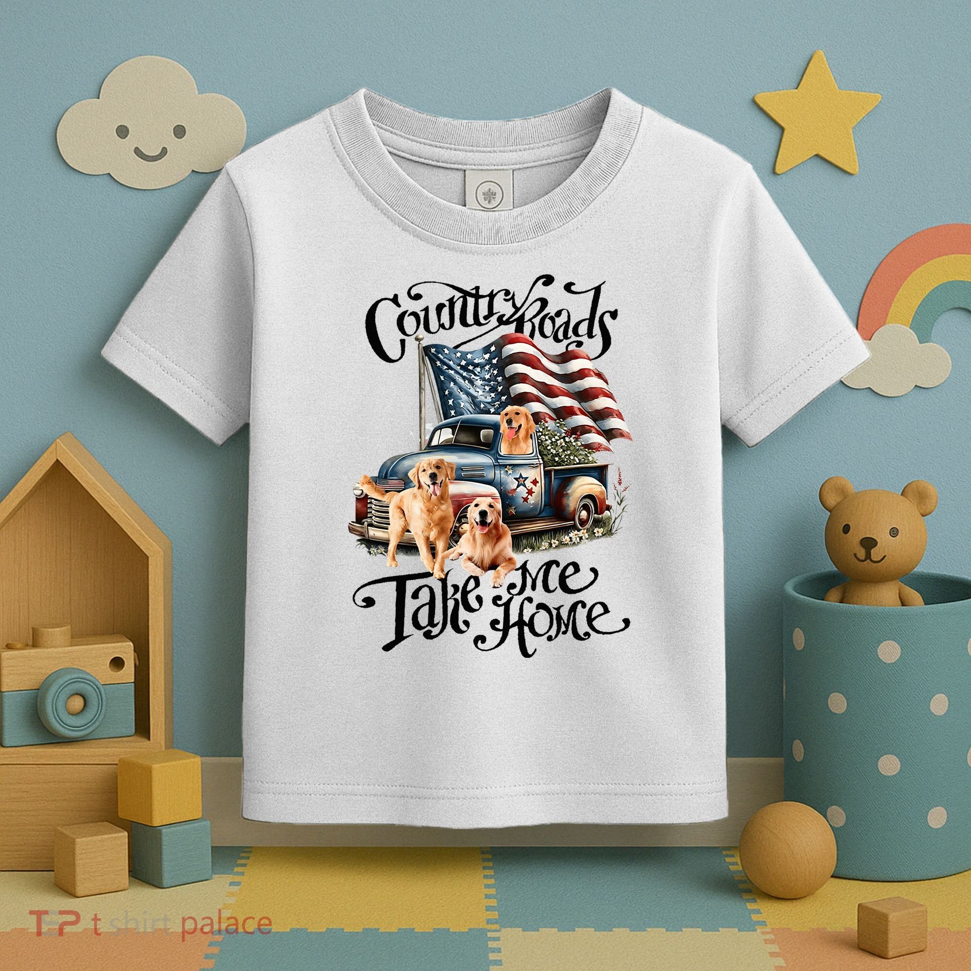 Country Roads Take Golden Retriever Home Toddler T-Shirt