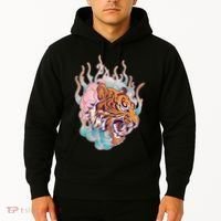 Cool Roaring Tiger Japanese Tattoo Hoodie thumb 2