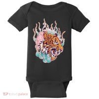 Cool Roaring Tiger Japanese Tattoo Baby Bodysuit thumb 0