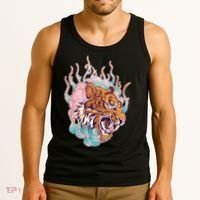Cool Roaring Tiger Japanese Tattoo Tank Top thumb 3