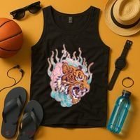 Cool Roaring Tiger Japanese Tattoo Tank Top thumb 4
