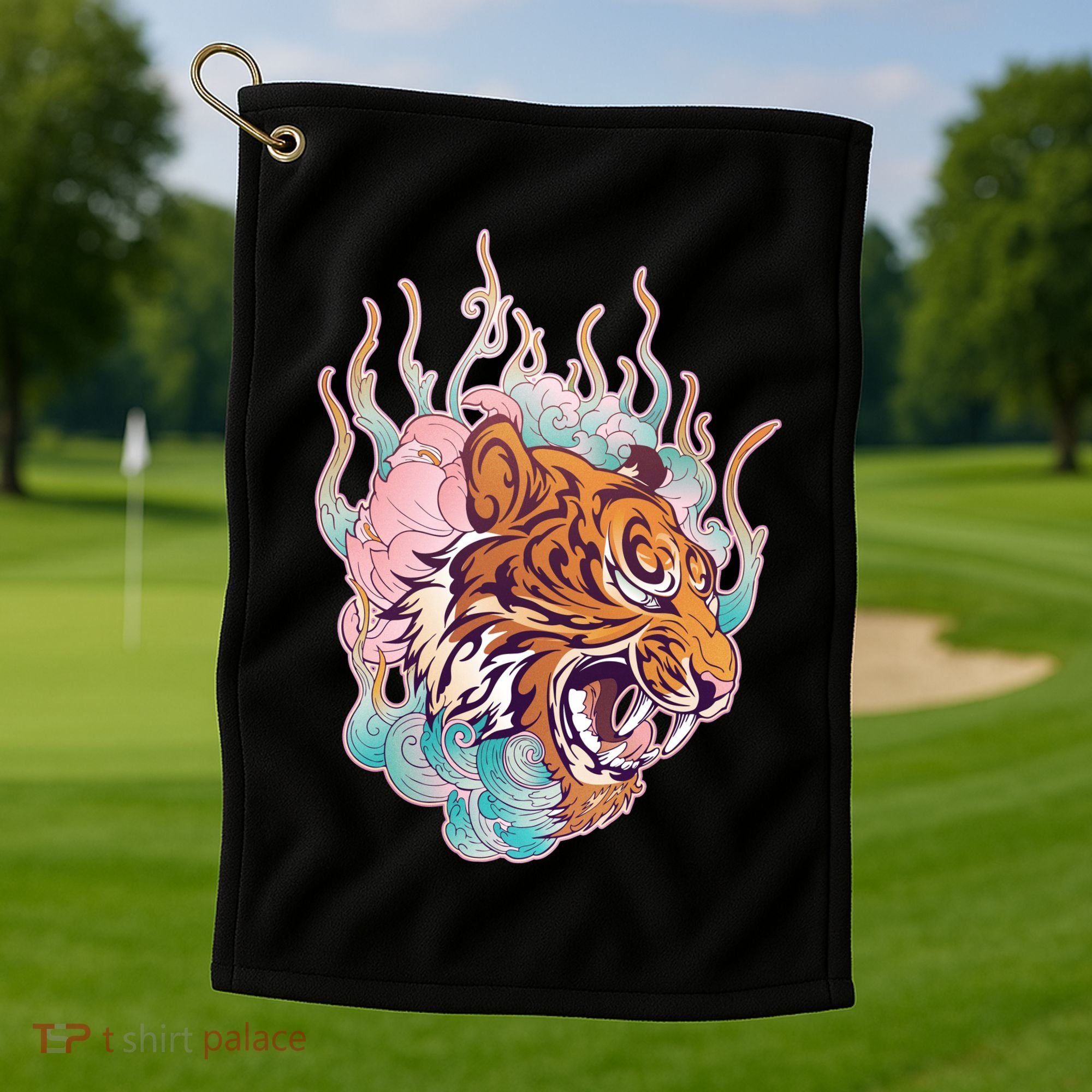 Cool Roaring Tiger Japanese Tattoo Golf Towel