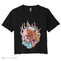 Cool Roaring Tiger Japanese Tattoo Women's Crop Top Tee thumb 0