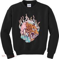 Cool Roaring Tiger Japanese Tattoo Kids Sweatshirt thumb 0