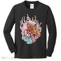 Cool Roaring Tiger Japanese Tattoo Kids Long Sleeve Shirt thumb 0