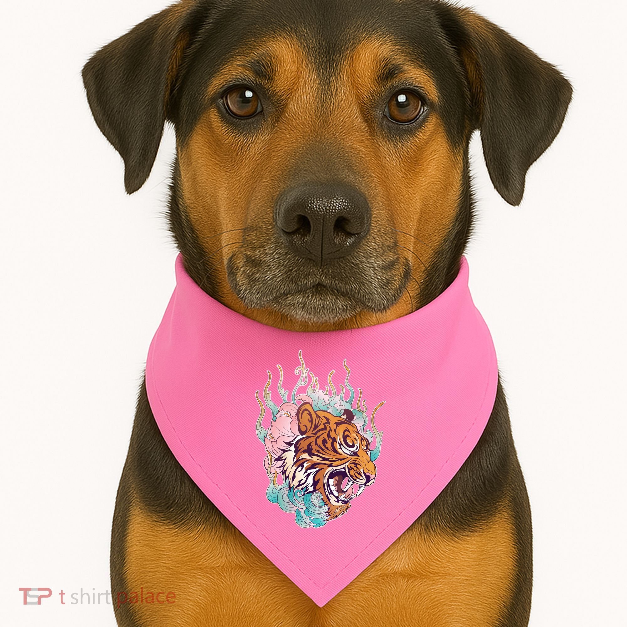 Cool Roaring Tiger Japanese Tattoo USA-Made Doggie Bandana