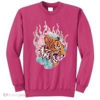 Cool Roaring Tiger Japanese Tattoo Sweatshirt thumb 0