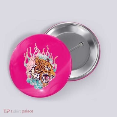 Cool Roaring Tiger Japanese Tattoo Button
