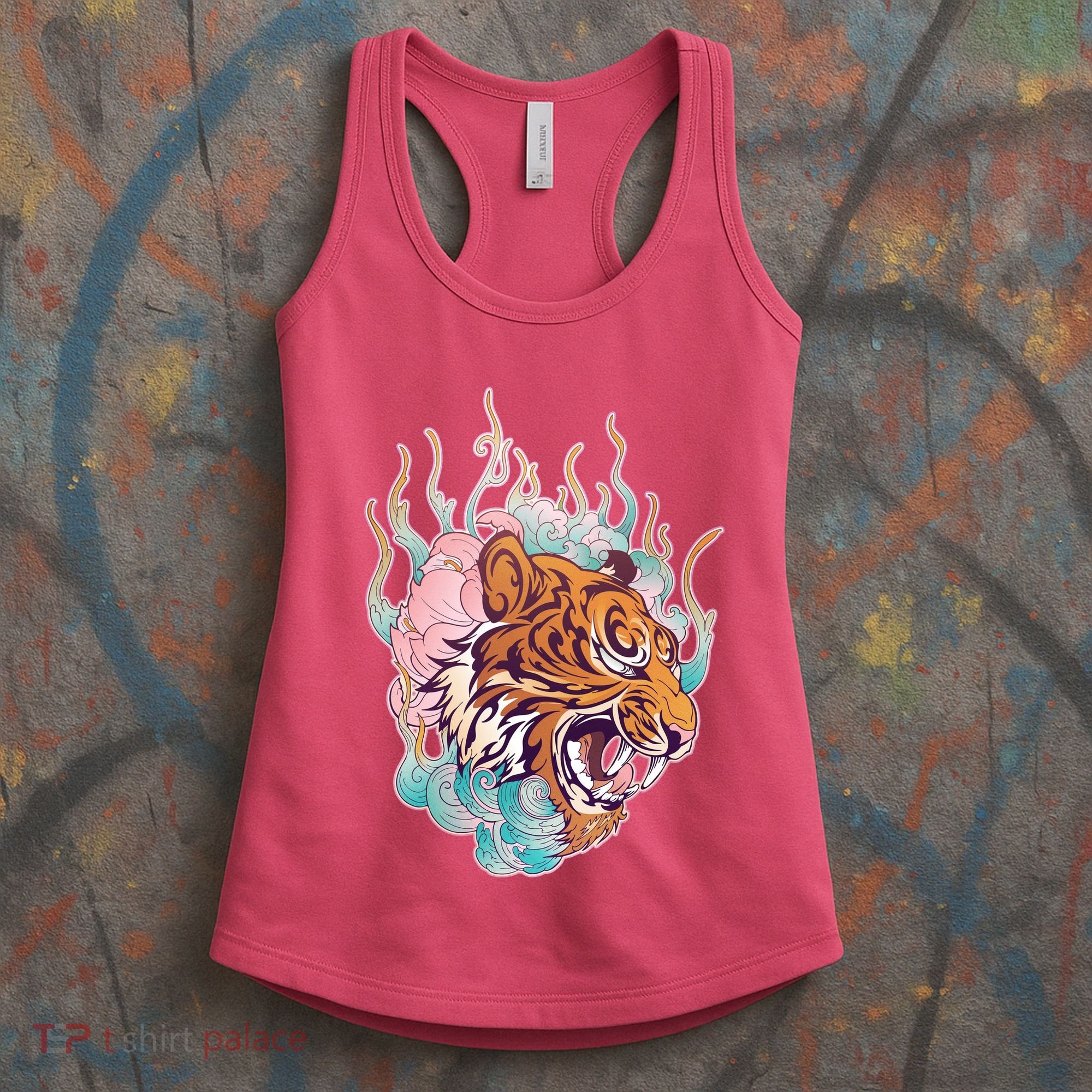 Cool Roaring Tiger Japanese Tattoo Women's Tank Top
