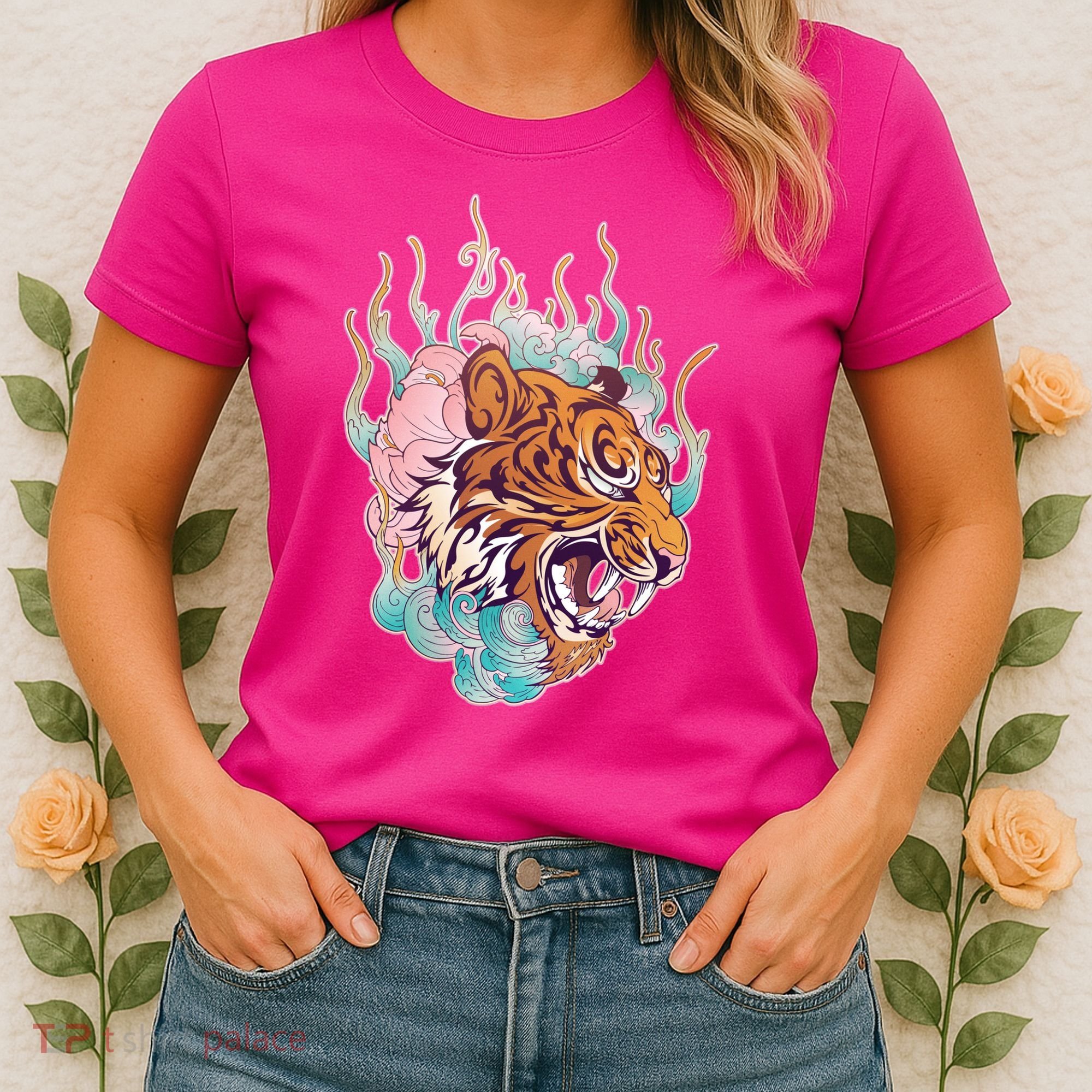 Cool Roaring Tiger Japanese Tattoo Women's T-Shirt