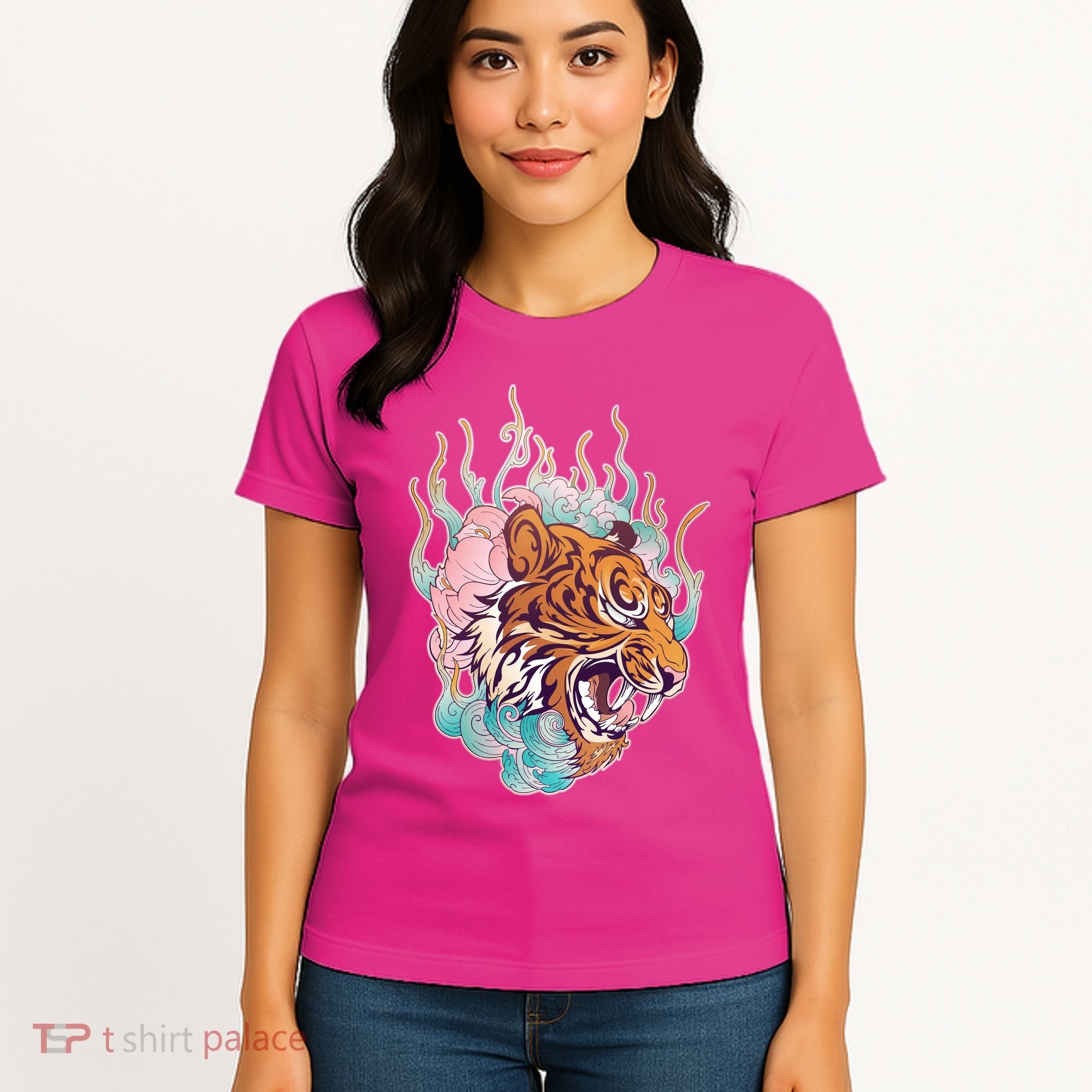 Cool Roaring Tiger Japanese Tattoo Women's T-Shirt