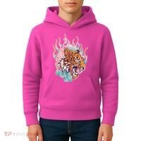 Cool Roaring Tiger Japanese Tattoo Kids Hoodie thumb 4