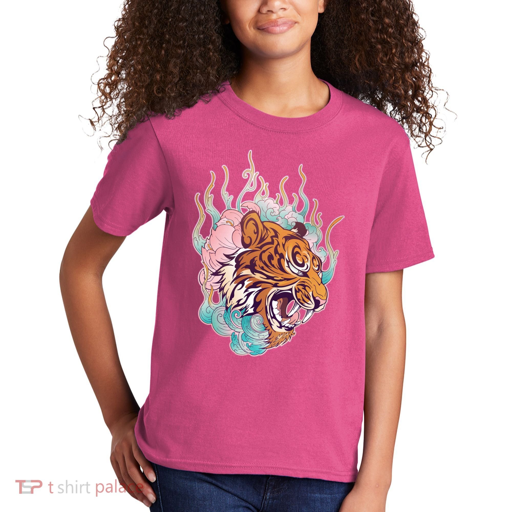Cool Roaring Tiger Japanese Tattoo Kids T-Shirt