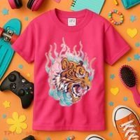 Cool Roaring Tiger Japanese Tattoo Kids T-Shirt thumb 3