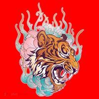 Cool Roaring Tiger Japanese Tattoo Santa Hat thumb 1