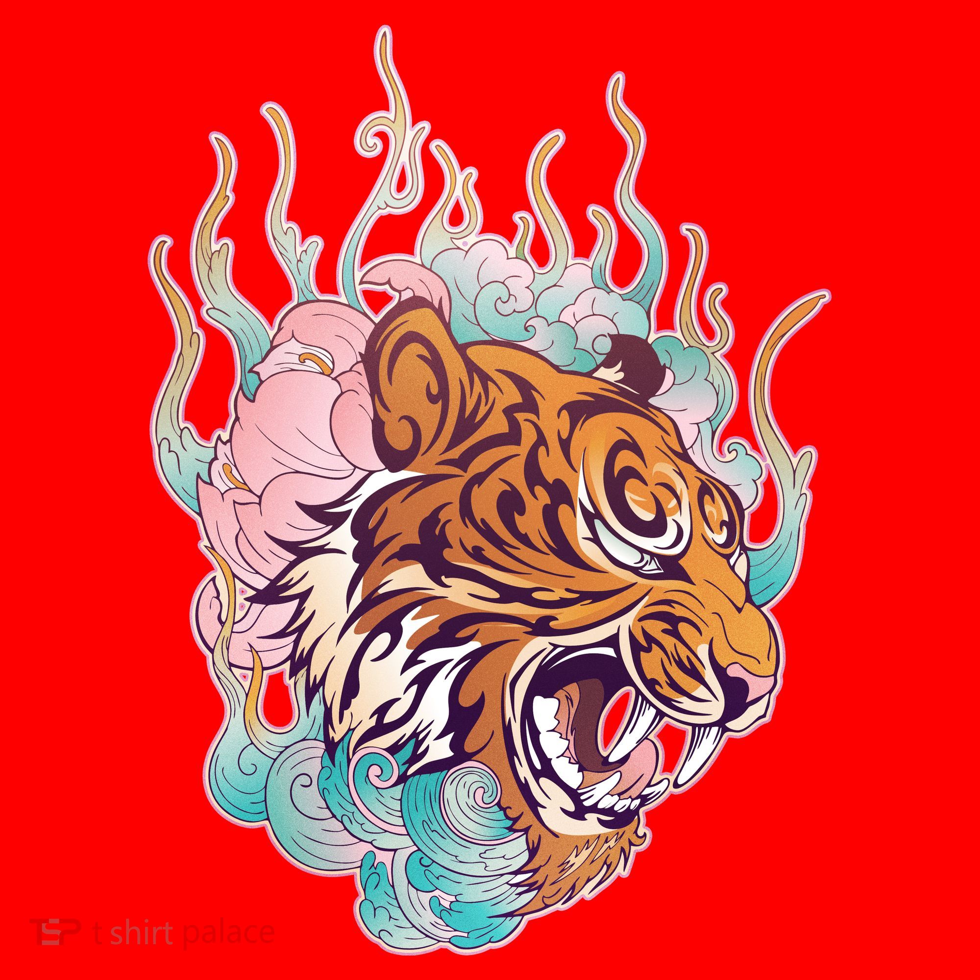 Cool Roaring Tiger Japanese Tattoo Santa Hat