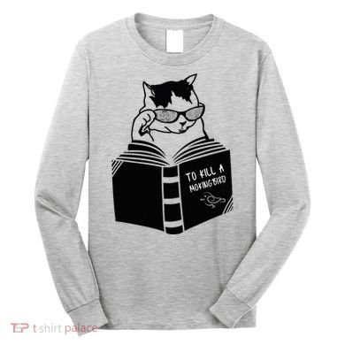 Cat Reading To Kill A Mockingbird Funny Long Sleeve Shirt