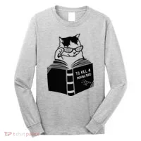 Cat Reading To Kill A Mockingbird Funny Long Sleeve Shirt thumb 0
