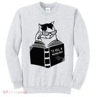 Cat Reading To Kill A Mockingbird Funny Sweatshirt thumb 0