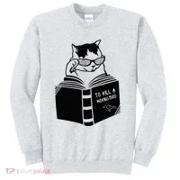 Cat Reading To Kill A Mockingbird Funny Sweatshirt thumb 0