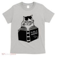 Cat Reading To Kill A Mockingbird Funny T-Shirt thumb 0