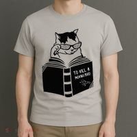 Cat Reading To Kill A Mockingbird Funny T-Shirt thumb 3