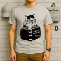 Cat Reading To Kill A Mockingbird Funny T-Shirt thumb 6