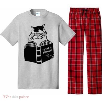 Cat Reading To Kill A Mockingbird Funny Pajama Set
